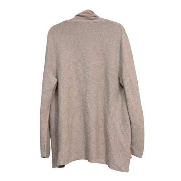 J Jill Cardigan Sweater Size XL Cotton Silk Knit Open Front Beige Minimalist - Picture 9 of 14
